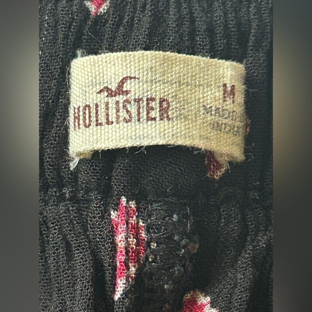 Hollister Black Pink Floral Tile Print Wrap Skort Y2K Boho Festival Mini Medium - Picture 5 of 6
